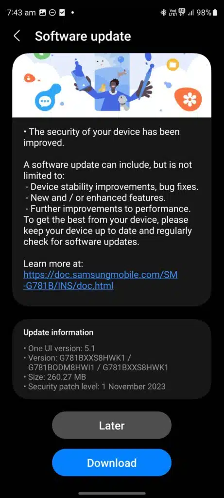 Galaxy S21 FE, S20 FE 5G November security patch update