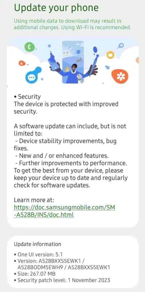 Galaxy A52s November security patch update in India 2023