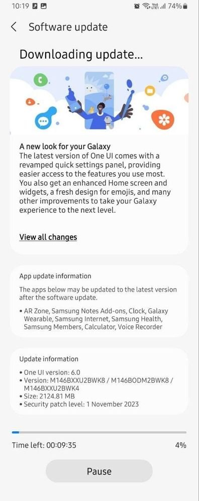 Samsung Galaxy m14 One UI 6 Update Rollout India start 