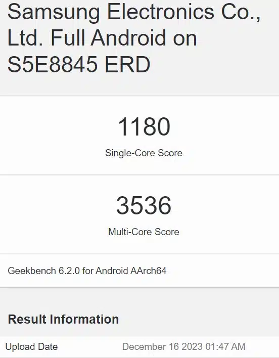 Samsung Exynos 1480 Processor Geekbench 6 score leaks