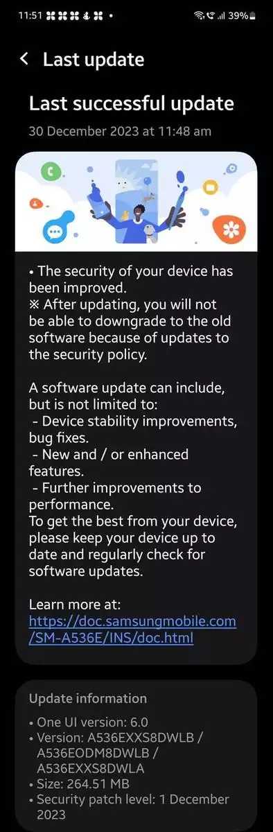 Galaxy A53 December security update in India 