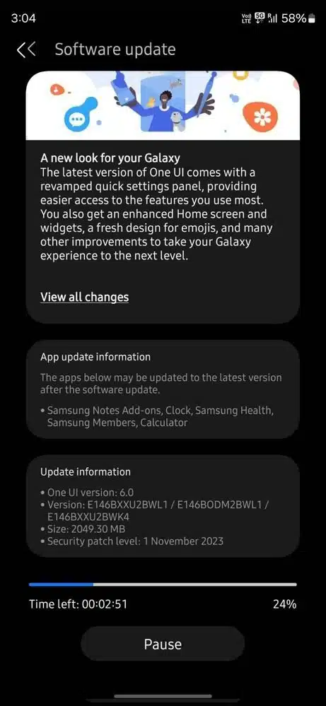 Galaxy f14 One UI 6 update rollout India start 