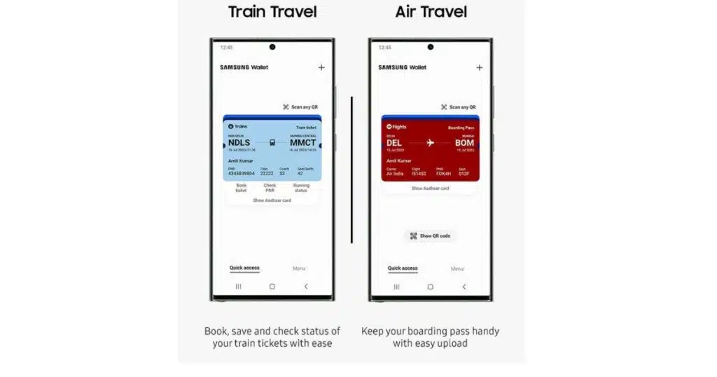 Samsung Wallet new train ticket features add only Indian users 