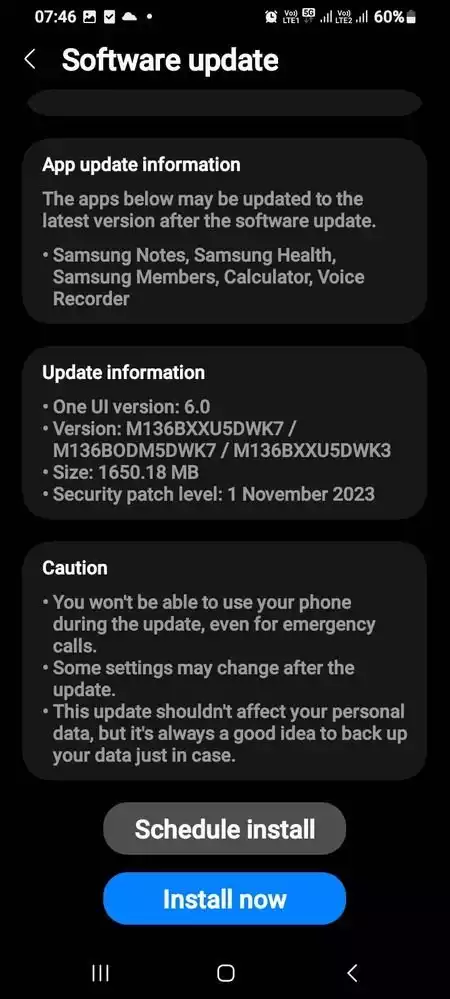  Samsung Galaxy M13 android 14 One UI 6 update rollout india 