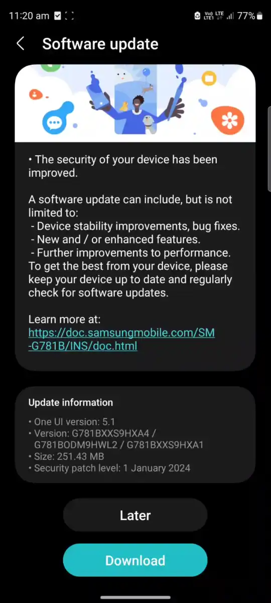 Samsung Galaxy S20 FE 5G January update india 